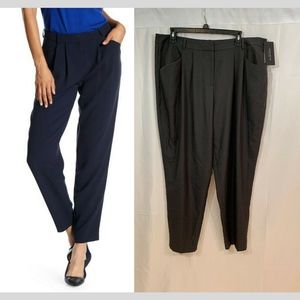 NWT $348 Lafayette 148 Pleat Front Crepe Ankle Pants in Charcoal [SZ 16 ]